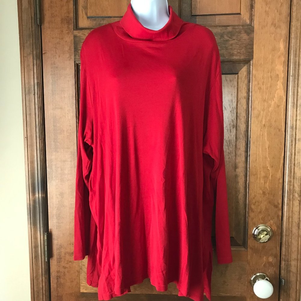 NWOT J. Jill Red Perfect Pima Side-Vent Turtleneck Tunic 3X